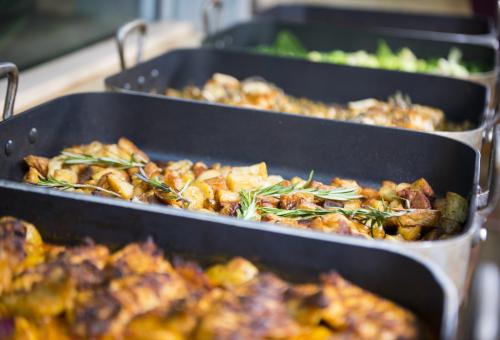 Trays of roasted food